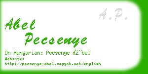 abel pecsenye business card